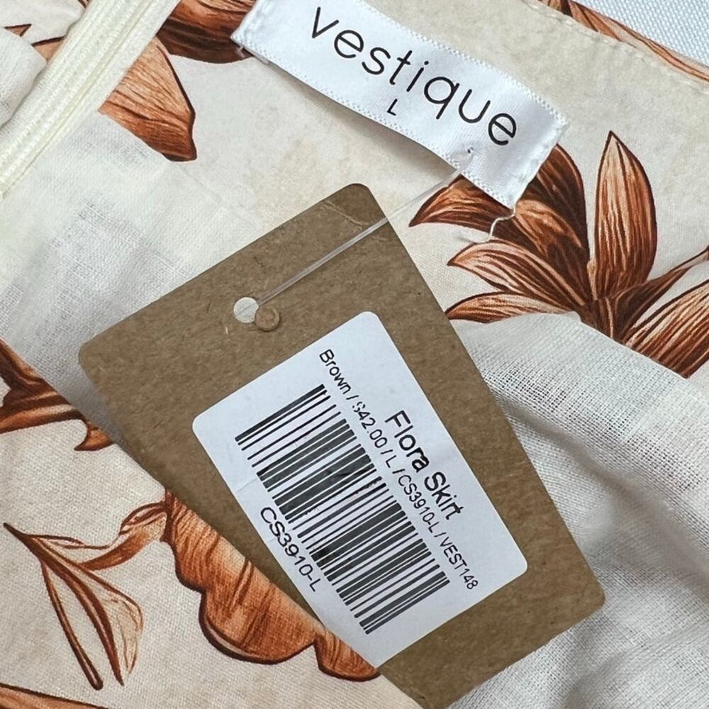 Vestique Flora Rust Floral Cotton Puff Sleeve Crop Top Mini Skirt Set L NWT - Picture 11 of 14